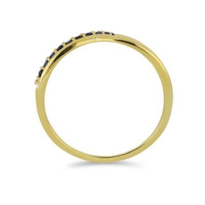 BUY 925 STERLING SILVER BLUE SAPPHIRE GEMSTONE RING – GOLD PLATED CROSSOVER DESIGN | JEWELPIN